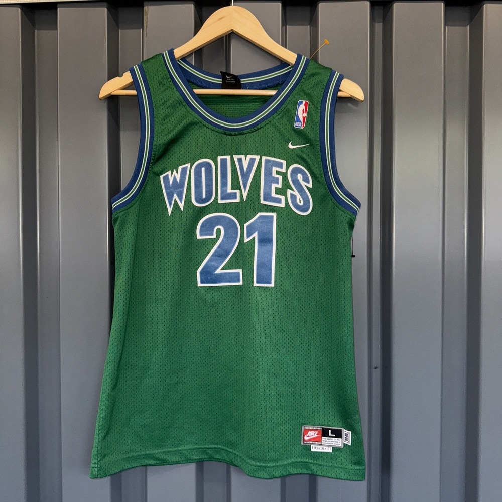 Vintage Authentic Nike Kevin Garnett Green Minnesota Timberwolves Jersey Youth L
